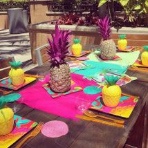 -6Pcs en plastique ananas boisson tasse coupe tropicale plage Hawaii fête décoration