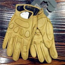 Gants de moto Dain rétro urbain en cuir, gants classiques Vintage en cuir, gants jaunes et noirs pour hommes,