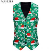 Gilet de noël hommes bonhommes de neige chapeau de noël flocon de neige hommes Gilet Gilet Slim Fit Gilet Homme stade bal Cosplay gilets Costume