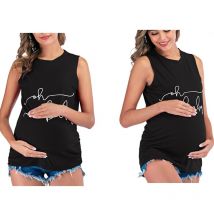 Gilet de maternité femmes enceintes décontracté vêtements d'allaitement sans manches imprimé Blouse hauts T-Shirt réservoir vêtements