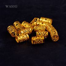 100 pièces/lot doré/argent cheveux redoute tresses dreadlock perles réglable manchette pince environ 15mm trou