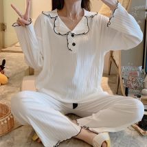 2 pièces/ensemble coton à manches longues vêtements de nuit d'allaitement maternité pyjamas ensemble vêtements de grossesse vêtements de nuit allaitement chemise de nuit Pyjama