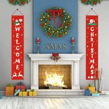 Rideau de noël Couplet fenêtre porte de maison | décor festif de , banderole de bienvenue SMD66