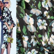 145cm largeur bleu fleur imprimé Georgette mousseline de soie Polyester tissu pour femme été Blouse robes couture bricolage