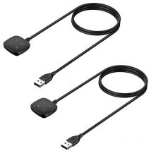 Paquet de 2 câble de chargement magnétique USB support de quai pour Fitbit Sense/Versa 3 Smartwatch 3Ft cordon d'alimentation robuste