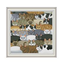 Aida – kit de points de croix pour chats, 14ct, 11ct, toile imprimée, broderie