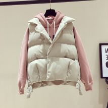Gilet d'hiver en coton pour femme, manteau épais et , col rabattu, manteau solide rembourré femme