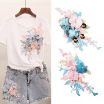 Autocollants pour robe de mariage tissu à coudre | bricolage , appliques de fleurs, soluble dans l'eau, broderie T-shirt robe de mariage