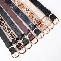 Vintage serpent imprimé léopard ceinture pour femmes noir taille en cuir ceinture pour dame femme ceinture ceintures