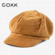 COKK – béret de peintre Vintage pour femme et homme, casquette octogonale, hiver