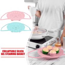1PC Silicone légumes panier vapeur sans BPA Silicone idéal pour instantané pour la cuisson à la vapeur des aliments et légumes pliant Non-rayé