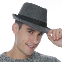 Chapeau rétro en feutre dur pour femmes et hommes, à large bord replié, Billycock, en affaissement, Derby Jazz, Fedora, Panama, décontracté (taille: 58cm)