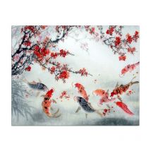 Chinois chanceux Koi prune rouge fleur modulaire numérique couleurs par numéro sur toile pour salon mur Art