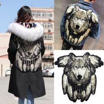 Appliques brodées à paillettes 1 pièce | Grande taille, patchs de couture Cool loup, Patch pour vêtements, bricolage