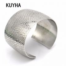 Brassard large pour hommes et filles, couleur argent, bracelet ouvert, à la , Bijoux pour femmes