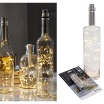 Guirlandes lumineuses argentées, 15 bouteilles de vin, lampes à piles en verre en forme de liège, guirlandes de noël, décor