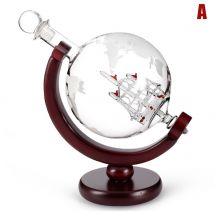 Carafe à décanteur de 850ml | de Globe gravé, carafe à vin de whisky avec cadre en bois pour le Bar à domicile, LBShipping