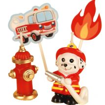 Bougies parfumées d'anniversaire créatives, décoration en forme de pompier en bougies sans flammes avec dessins animés et gâteaux en bougies pour mariage d'anniversaire pour enfants