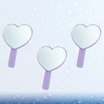 Miroir de maquillage 3 pièces miroir cosmétique de poche en forme de coeur miroir simple face à la recherche de verre (violet)