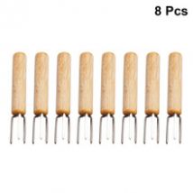 Fourchettes à maïs BBQ manche en bois | Fourchettes à griller, porte-maïs Portable, fournitures de Barbecue 8 pièces