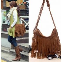 Chaude femmes sac à bandoulière gland frange daim sac de messager sac à bandoulière dames nouvelle fermeture éclair grand sac à main 3 couleurs