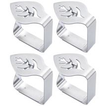 Pinces à nappe pratiques en acier inoxydable, 4 pièces, supports de nappe pour salle à manger, décorations en forme de feuille