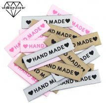 Étiquettes faites à la main pour vêtements 60x15mm, 50 pièces, étiquette en forme de cœur, à coudre, DIY bricolage, chapeau, accessoires vestimentaires