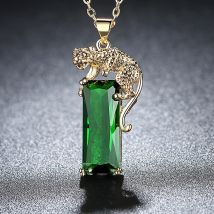 Panthère incrustée de cristal émeraude, pendentif, collier exquis pour femmes, bijoux de fête, accessoires, personnalisés