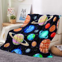 ONGLYP Cartoon Planet couverture douce chaude flanelle couverture canapé lit voyage bureau jeter couverture confortable en peluche couvre-lit décor à la maison