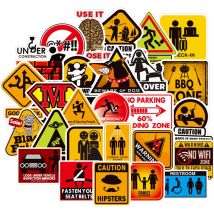 50 pièces panneau d'avertissement autocollants signes de Danger rappel décalcomanies autocollant pour bricolage ordinateur portable valise guitare réfrigérateur vélo moto voiture