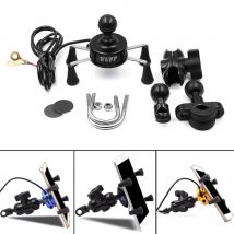 12V 3.5-6 pouces x-grip moto vélo pour téléphone portable support socle GPS USB chargeur prise de courant prise guidon Rail montage voiture