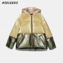 Vintage hiver veste femmes parkas colour block manteaux et vestes femmes hiver manteau vêtements d'extérieur réfléchissants vestes manteaux