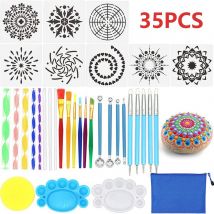 Mandala outils de pointage pinceaux pochoir bac à peinture pinceaux peinture Rock coloriage dessin dessin Mandala outil de peinture