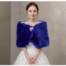 SHAMAI bleu fausse fourrure cristal broche enveloppement de mariage Cape de mariée enveloppement de mariée haussement d'épaules étole Cape femmes fête de mariage châle