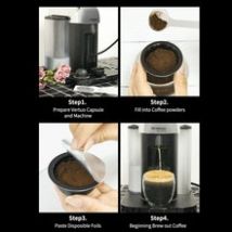 Capsule de café réutilisable 3x tasse corps + 60x feuille d'aluminium pour Nespresso Vertuo forme exquise Durable et pratique