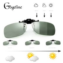 Lunettes de soleil photochromiques carrées pour hommes, Clip, polarisées, caméléon, décoloration, pilote, lunettes de soleil, Flip up, myopie,