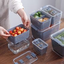 Cuisine plastique boîte de rangement légumes fruits frais-conservation boîte Drain panier évier filtre maille tamis panier de rangement outils de cuisine