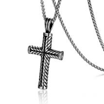 Punk Vintage acier inoxydable croix pendentif colliers pour hommes bijoux directe