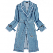 Trench-Coat en Denim pour femmes, manteau ample de grande taille, Long, collection vêtement d'extérieur pour femmes