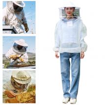 Tenue de costume d'apiculture avec capuche en voile amovible pour les apiculteurs blanc