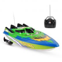 Bateau radiocommandé à grande vitesse, 20 km/h, moteur à balais, télécommande, jouets de bateau adaptés aux lacs et aux piscines, pas de batterie