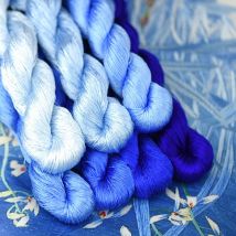 Fil à broder en soie fil de soie/broderie à la main, point de croix/bleu daze/7 couleurs dégradées