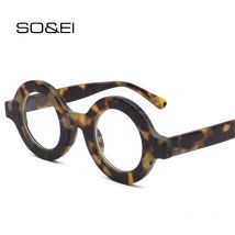 SO &amp; EI – lunettes rondes rétro pour femmes, monture à la , léopard, Champagne, Anti-blu-ray, pour hommes, pour ordinateur