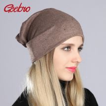 Geebro Bonnet Bonnet avec strass pour femmes | Bonnet pour femmes, Bonnet en coton tricoté, Bonnet de tête pour femmes, couleur unie, printemps