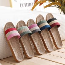 Sandales en lin antidérapantes pour femmes et hommes, pantoufles de maison décontractées, multi-styles, chaussures d'intérieur