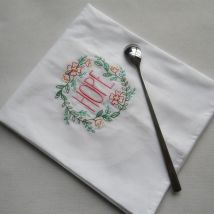 Broderie dîner tissu serviette coton Style linge de Table avec broderie de fleurs, vaisselle de cuisine torchon pour fête de mariage Bi