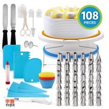 Kit de décoration de gâteaux multifonctions | 108 pièces, ensemble de platines pour gâteaux, Tube de pâtisserie, outil de Fondant, cuisine Dessert, fournitures de pâtisserie