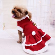 Vêtements animaux domestiques automne et hiver | , déguisement pour chiens filles, robe rouge chiot, jupe chaude en molleton pour noël