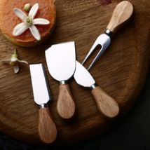 Manche en bois de chêne bambou couteau | Ensemble de couteaux, couteau à fromage, Kit de trancheur, outils de cuisine, cheedse cutter, accessoires utiles 4 pièces