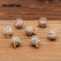 10 pièces 16mm boule de verre Transparent perles colorées pendentif à breloque avec boîte pour Bracelet collier fabrication de bijoux bricolage boucle d'oreille trouver